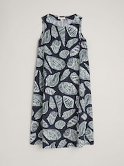 Seasalt Cornwall Blue Cresting Waves Sleeveless 100% Linen Dress - Image 5 of 6