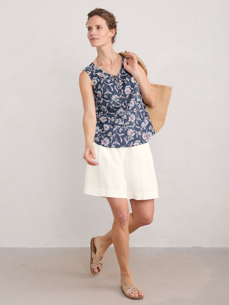 Seasalt Cornwall Blue Cobbs Well Sleeveless Top - Image 2 of 5