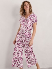 Seasalt Cornwall Purple Rose Trellis Wide Leg Jumpsuit - Image 1 of 5