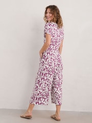 Seasalt Cornwall Purple Rose Trellis Wide Leg Jumpsuit - Image 2 of 5