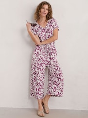 Seasalt Cornwall Purple Rose Trellis Wide Leg Jumpsuit - Image 3 of 5