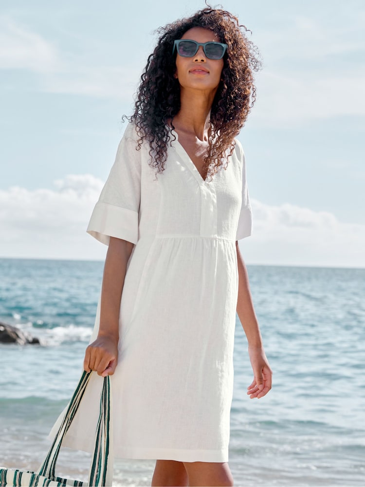 Seasalt Cornwall White Draw Kiln 100% Linen Dress - Image 1 of 9