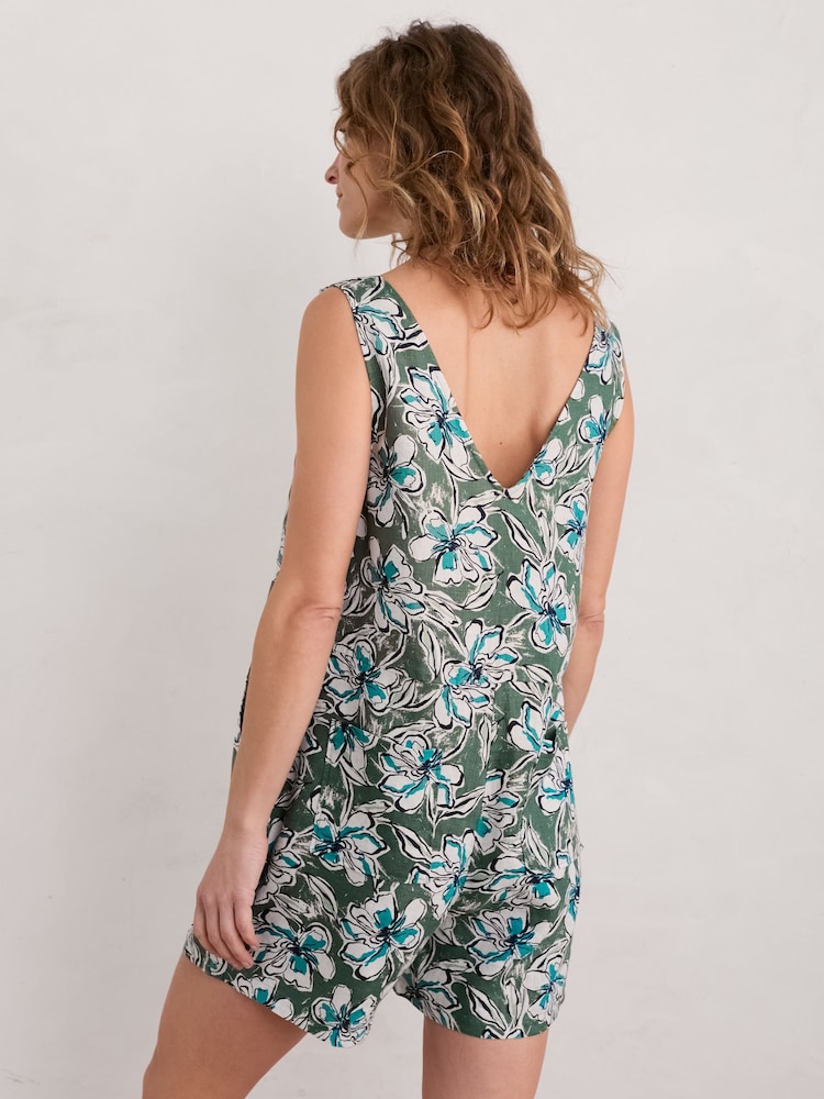 Seasalt Cornwall Green Salt Air 100% Linen Playsuit - Image 2 of 7 Seasalt Cornwall Green Salt Air 100% Linen Playsuit - Image 2 of 7