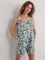 Seasalt Cornwall Green Salt Air 100% Linen Playsuit - Image 4 of 7