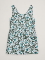 Seasalt Cornwall Green Salt Air 100% Linen Playsuit - Image 6 of 7