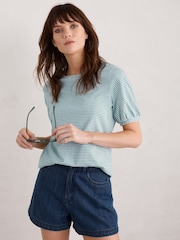 Seasalt Cornwall Blue Oleander Blouson Sleeve T-Shirt - Image 1 of 5