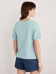 Seasalt Cornwall Blue Oleander Blouson Sleeve T-Shirt - Image 2 of 5