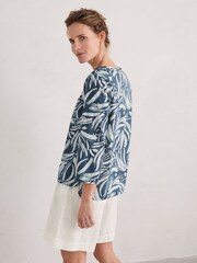 Seasalt Cornwall Blue Watercolour Sketch 3/4 Sleeve Top - Image 3 of 5