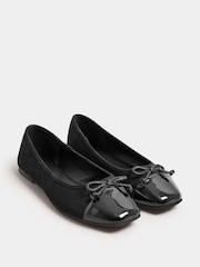 Yours Curve Black Extra Wide Fit Chiselled Toe Cap Ballet Shoes - Image 2 of 4
