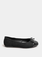Yours Curve Black Extra Wide Fit Chiselled Toe Cap Ballet Shoes - Image 3 of 4