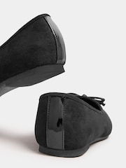 Yours Curve Black Extra Wide Fit Chiselled Toe Cap Ballet Shoes - Image 4 of 4
