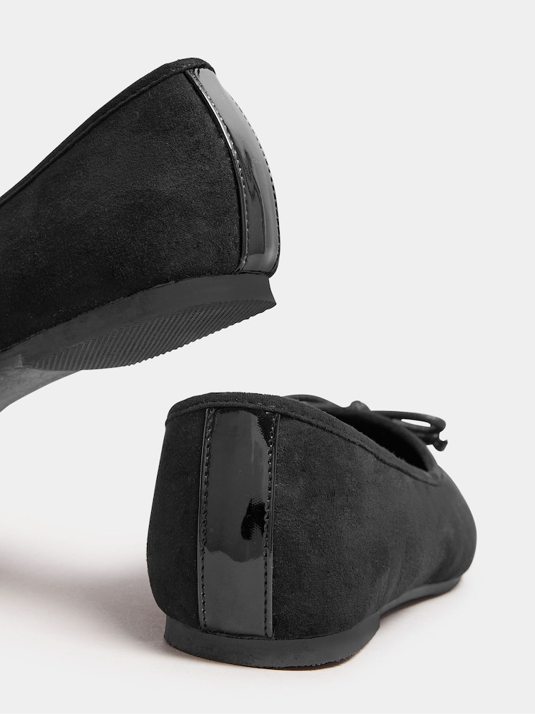 Yours Curve Black Extra Wide Fit Chiselled Toe Cap Ballet Shoes - Image 4 of 4