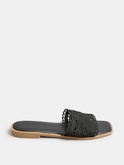 Yours Curve Black Extra-Wide Fit Crochet Mules - Image 3 of 5