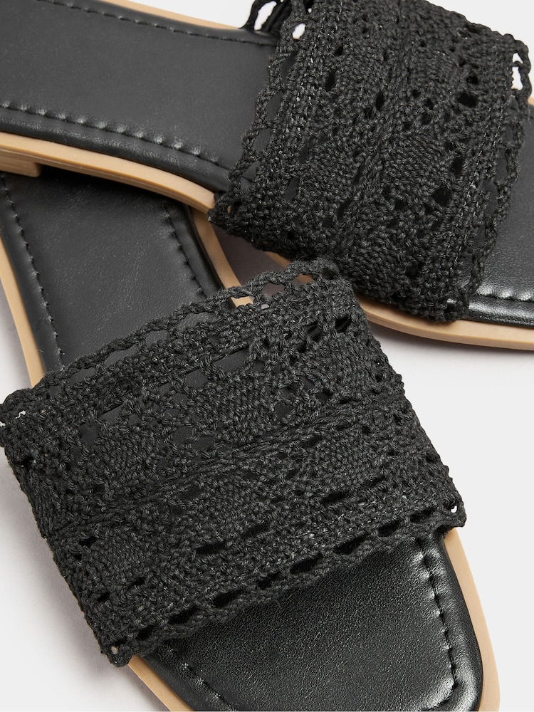 Yours Curve Black Extra-Wide Fit Crochet Mules - Image 5 of 5