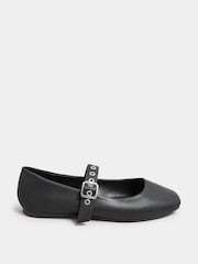 Yours Curve Black Extra Wide Fit Rivet Mary Jane Shoes - Image 3 of 5