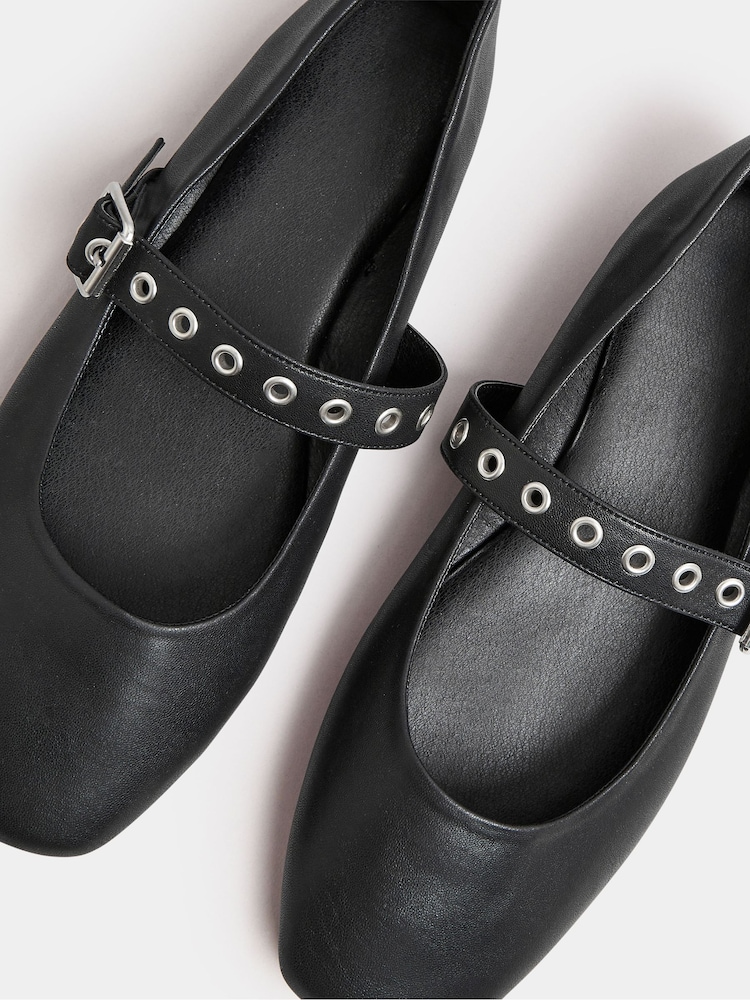 Yours Curve Black Extra Wide Fit Rivet Mary Jane Shoes - Image 5 of 5