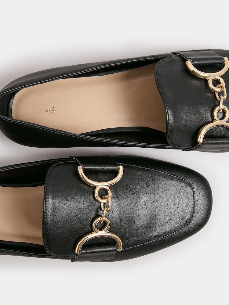 Yours Curve Black Link Loafers In Wide E Fit - Image 5 of 5