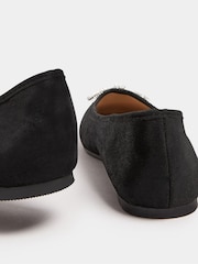 Yours Curve Black Extra Wide Fit Diamante Ballet Shoes - Image 4 of 5