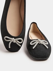 Yours Curve Black Extra Wide Fit Diamante Ballet Shoes - Image 5 of 5