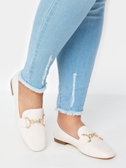 Yours Curve White Link Loafers In Wide E Fit - Image 1 of 6