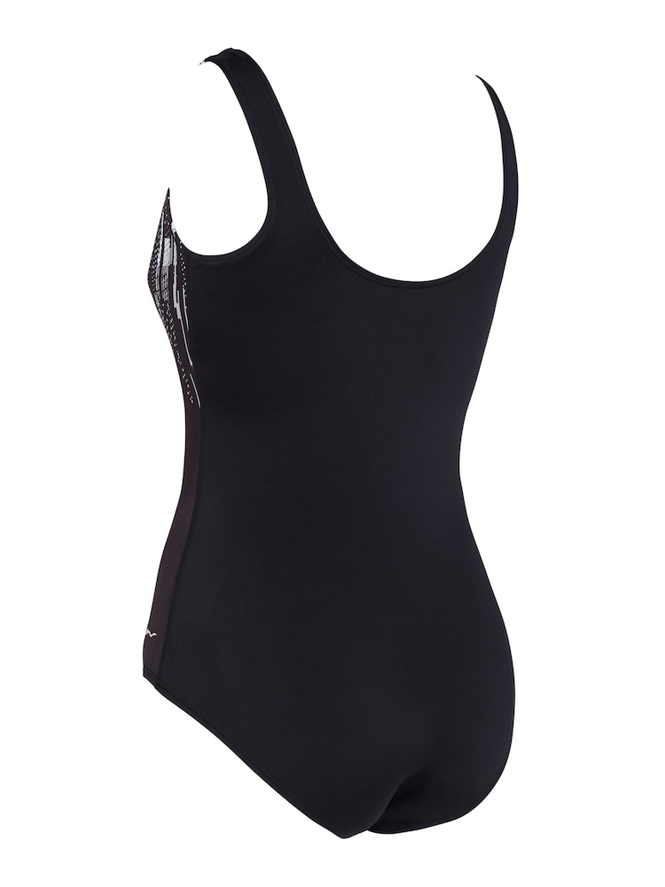 Zoggs Shimmer Supportive Scoopback Black Swimsuit One piece in Ecolast sustainable fabric - Image 2 of 5