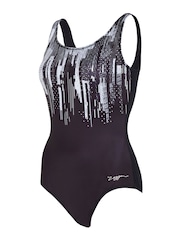 Zoggs Shimmer Supportive Scoopback Black Swimsuit One piece in Ecolast sustainable fabric - Image 3 of 5
