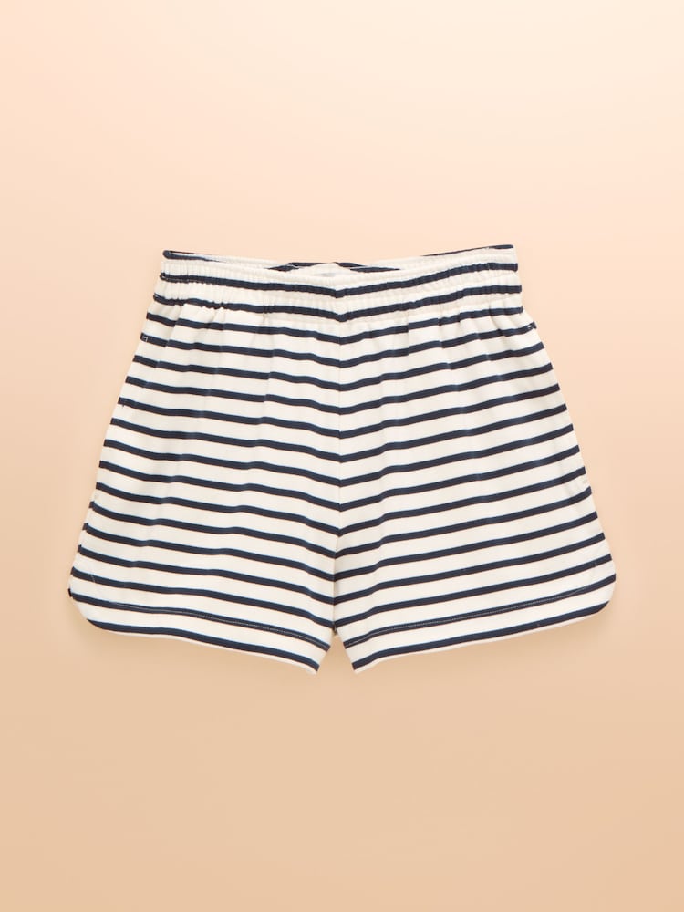 Crema/azul marino - Pantalones cortos de punto de algodón Harbour de Joules - Imagen 9 de 9