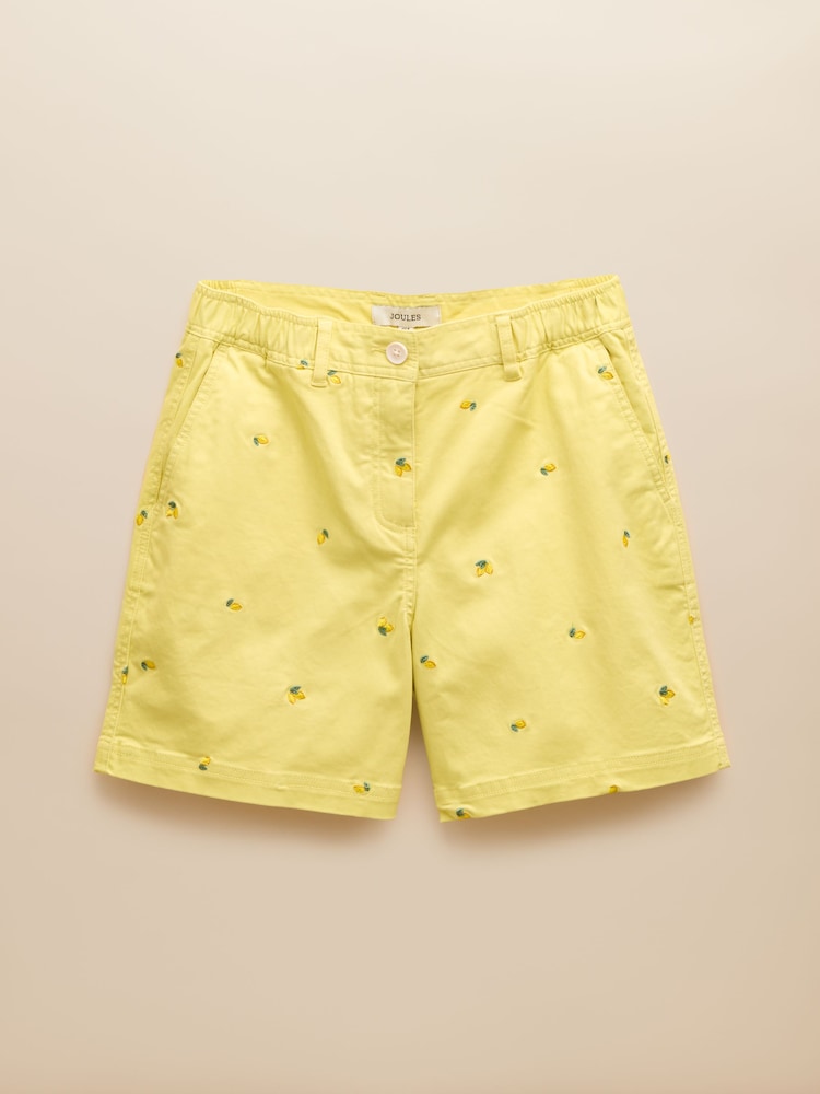 Joules Chino Yellow Lemon Embroidered Shorts - Image 7 of 7