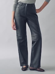Urban Code Black Straight Leg Leather Trousers - Image 2 of 5