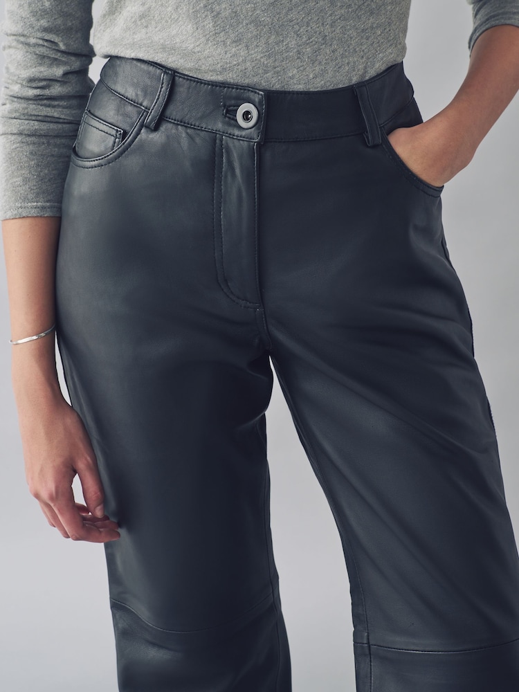 Urban Code Black Straight Leg Leather Trousers - Image 5 of 5