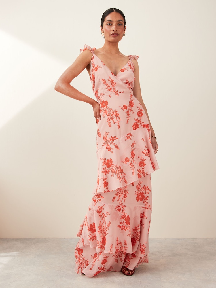 Anaya With Love Orange Ruffle Detail Chiffon Maxi Dress - Image 1 of 4
