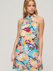 Superdry Blue Sleeveless Printed Mini Dress - Image 1 of 1