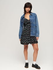 Черный - Платье на бретелях с V-образным вырезом и кружевной отделкой Superdry - Изображение 2 из 3