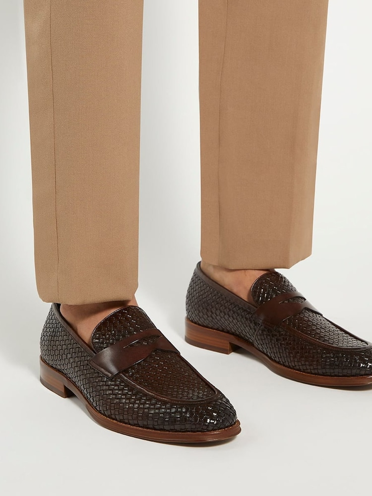 Dune London Brown Saharas Woven Leather Loafers - Image 1 of 7
