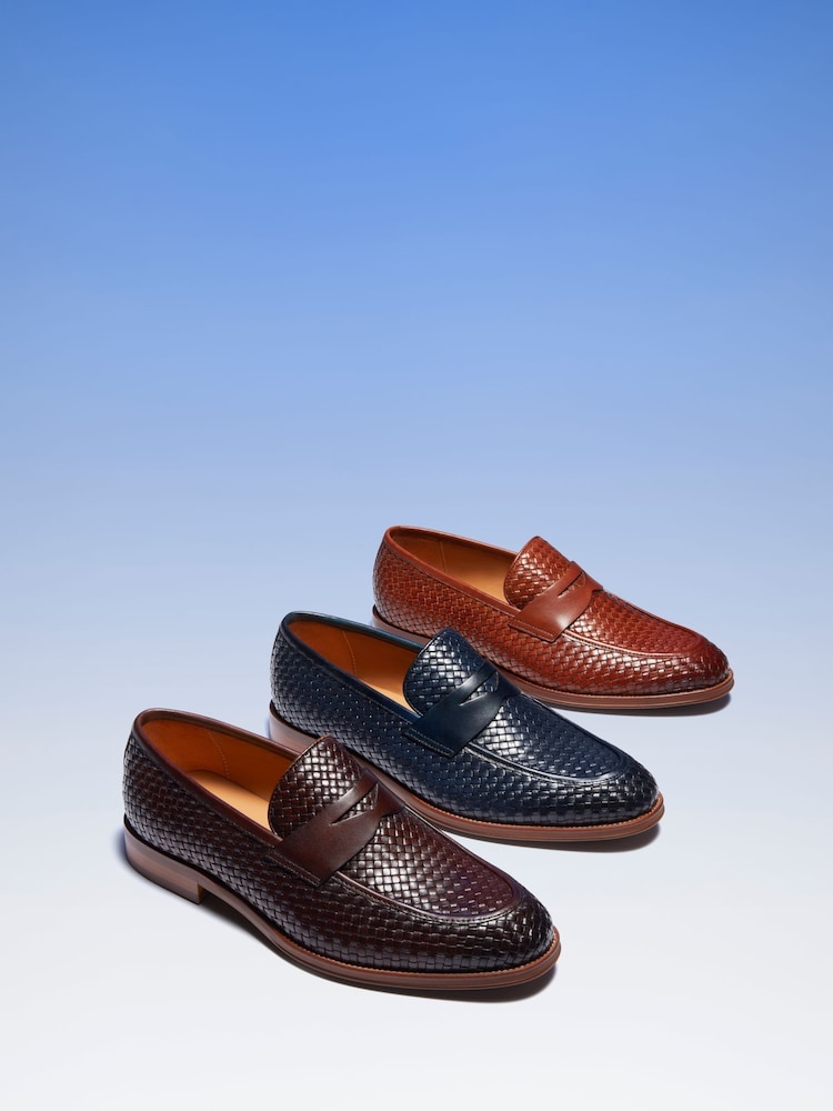 Dune London Brown Saharas Woven Leather Loafers - Image 2 of 7