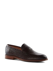 Dune London Brown Saharas Woven Leather Loafers - Image 4 of 7