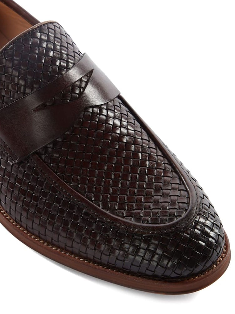 Dune London Brown Saharas Woven Leather Loafers - Image 7 of 7