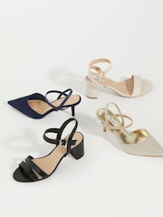 Dune London Blue Wide Fit Classical Elasticated Open Court Shoes - Image 8 of 8