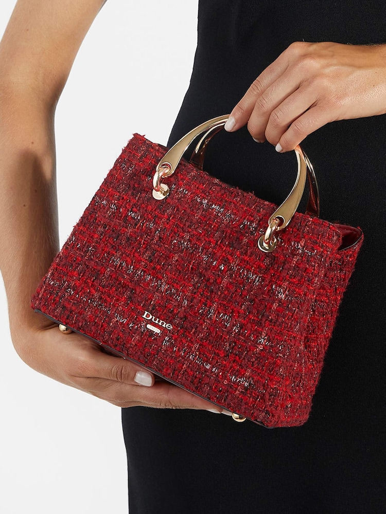 Dune London Red Dinkydorrien Mini Metal Handle Tote Bag - Image 5 of 5