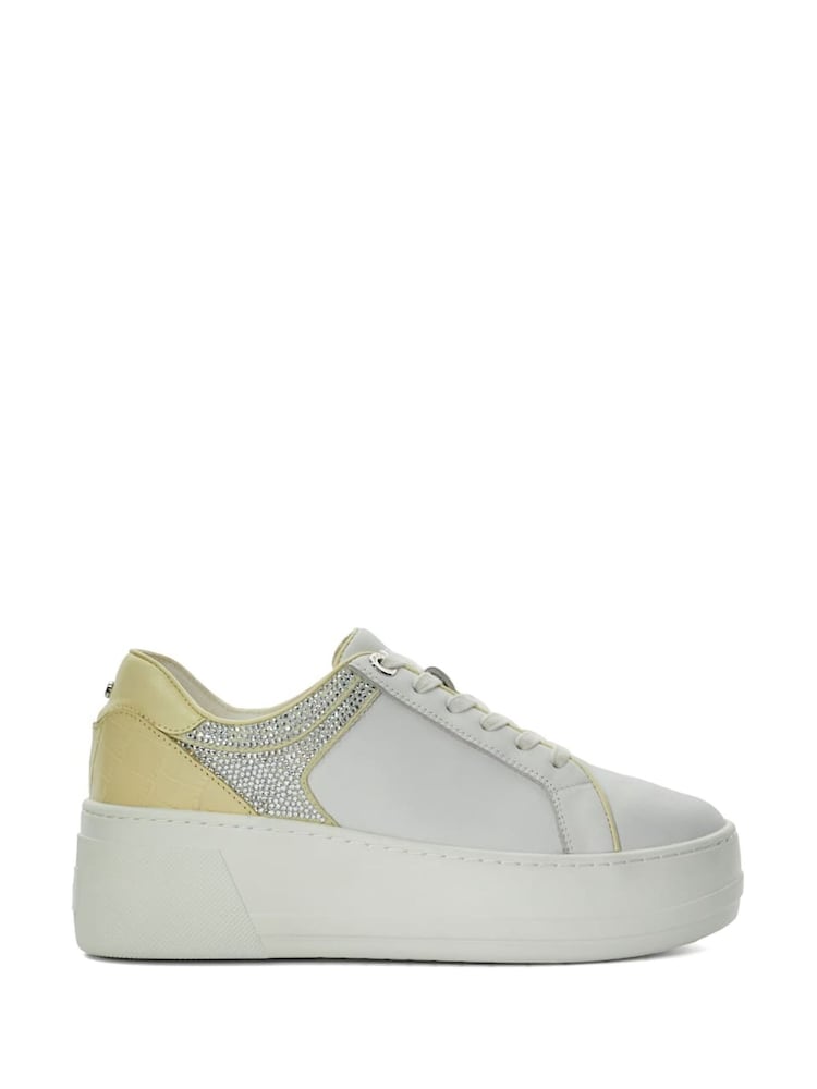 Dune London Grey Elusive Flatform Lace-Up Spor Trainers - Image 1 of 6