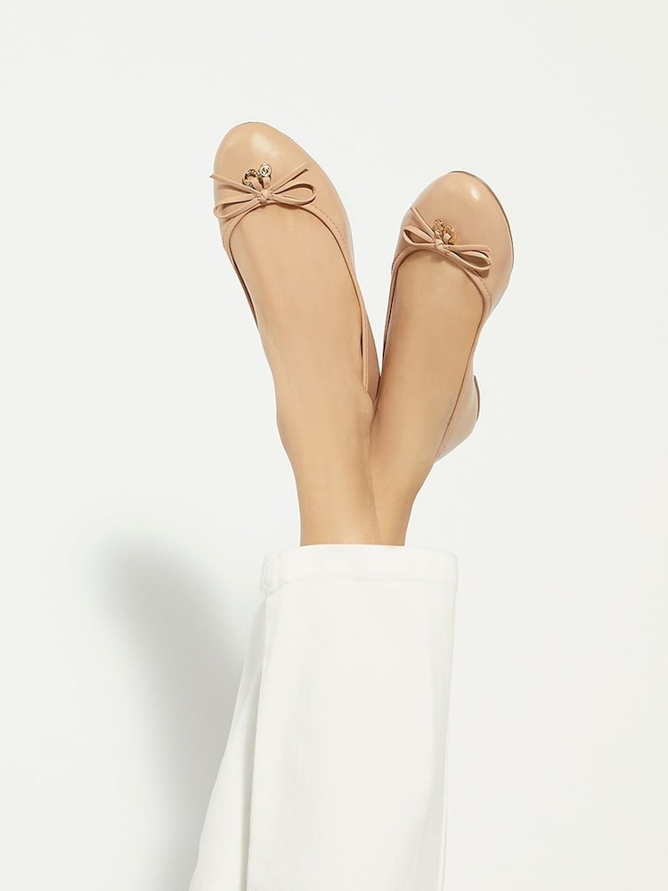 Dune London Pink Standard Fit Hallo Charm Trim Ballet Shoes - Image 1 of 6
