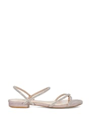 Dune London Gold Wide Fit Dune Nightengale Embellished Flat Sandals - Image 3 of 7
