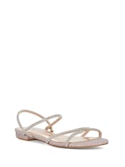 Dune London Gold Wide Fit Dune Nightengale Embellished Flat Sandals - Image 4 of 7