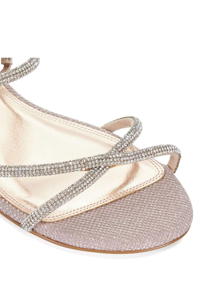 Dune London Gold Wide Fit Dune Nightengale Embellished Flat Sandals - Image 7 of 7