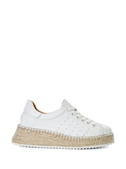 Dune London White Explainedd Leather Wedge Lace-Up Trainers - Image 3 of 7