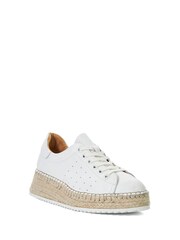 Dune London White Explainedd Leather Wedge Lace-Up Trainers - Image 4 of 7
