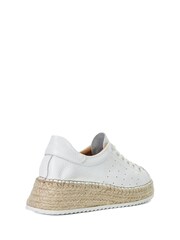 Dune London White Explainedd Leather Wedge Lace-Up Trainers - Image 5 of 7