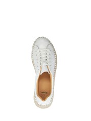 Dune London White Explainedd Leather Wedge Lace-Up Trainers - Image 6 of 7