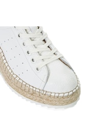 Dune London White Explainedd Leather Wedge Lace-Up Trainers - Image 7 of 7