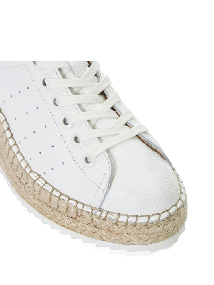 Dune London White Explainedd Leather Wedge Lace-Up Trainers - Image 7 of 7